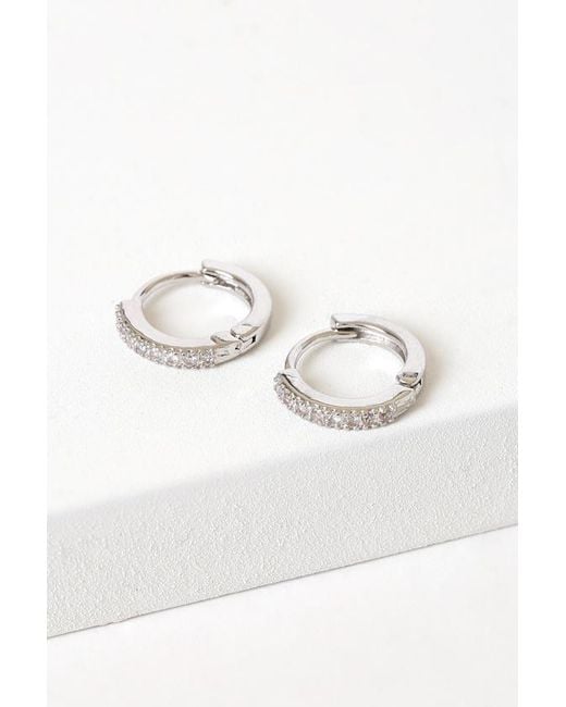 Lulus Metallic Little Details Rhinestone Mini Hoop Earrings