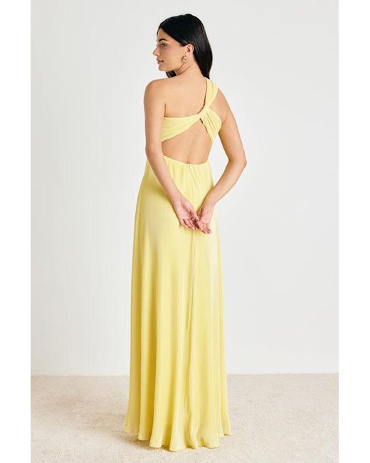 Lulus Yellow Georgianna Plisse Maxi Dress