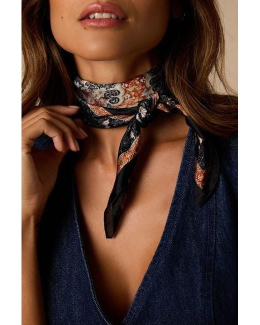 Lulus Blue Joy Multi Paisley Satin Scarf