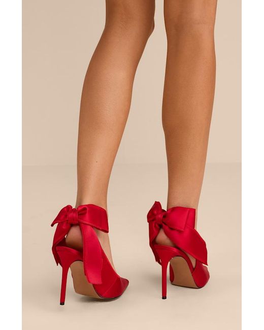 Steve Madden Red Teacup Bow Satin Bow Slingback Pumps