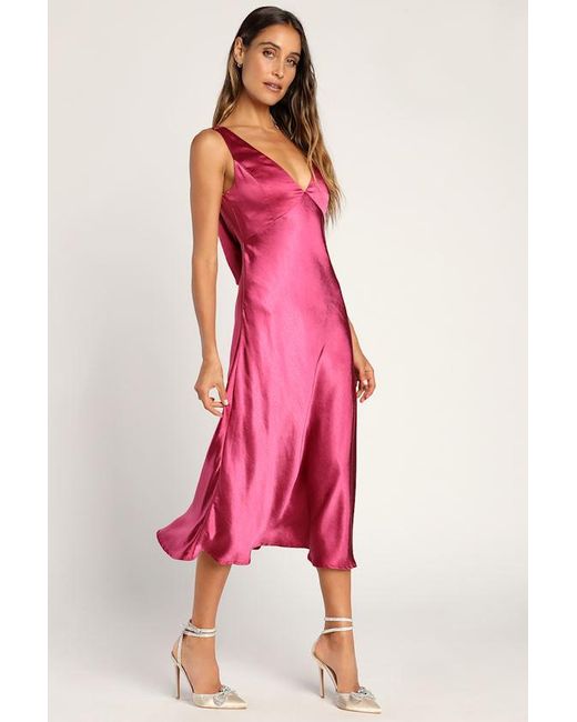 Lulus Incredible Love Satin Cowl Back Midi Slip Dress