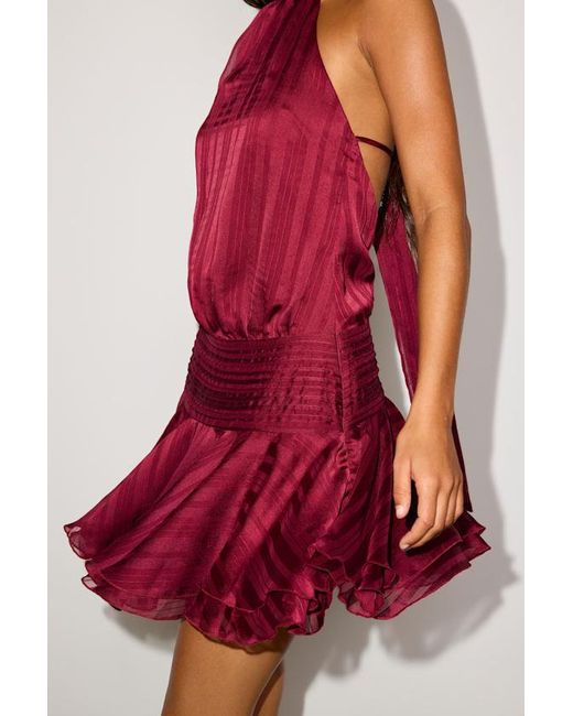 Lulus Red Cass Striped Satin Drop Waist Mini Dress