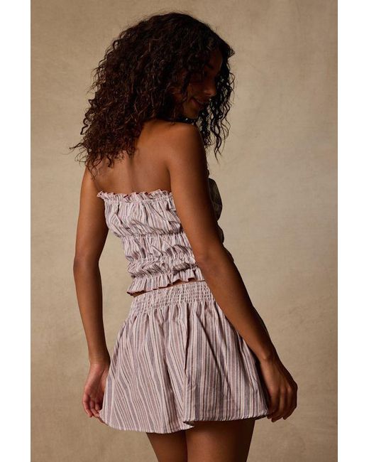 Daisy Street Brown Honeysuckle Striped Smocked Tube Top