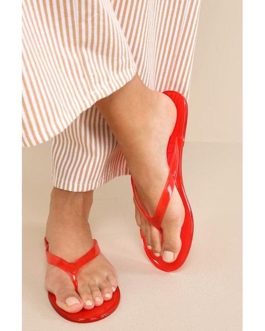 Matisse Red Olsen Jelly Thong Flip Flops