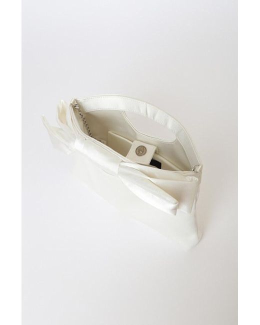 Lulus White Total Romantic Satin Bow Clutch