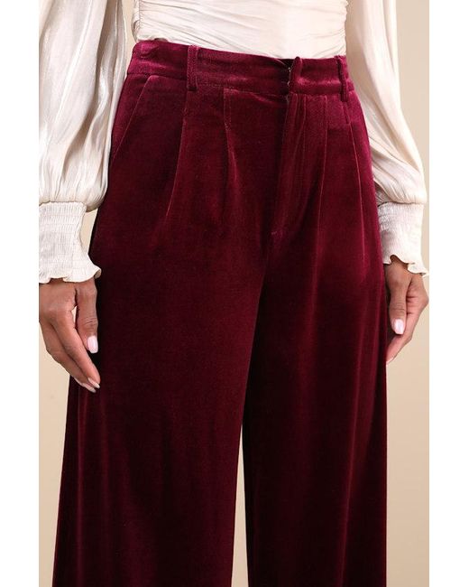 Lulus Natural Posh Idea Plum Velvet High-Rise Straight Leg Trouser Pants