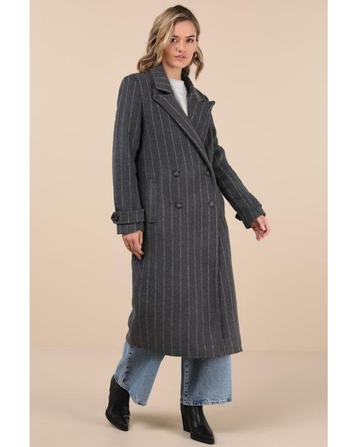 Steve Madden Blue Prince Pinstripe Double-Breasted Coat