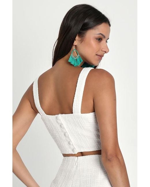 Lulus White Elevated Attitude Tweed Sleeveless Two-Piece Skort Romper
