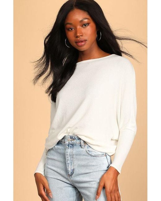 Lulus Basics Blue Verla Dolman Sleeve Sweater Top
