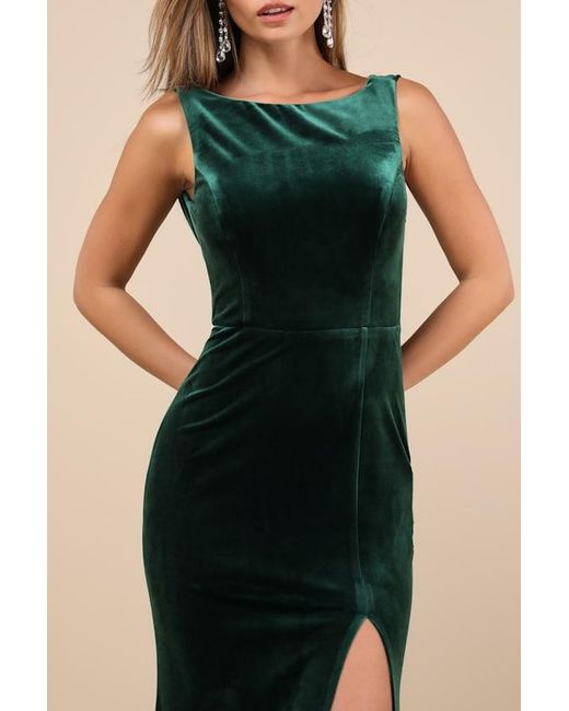 Lulus Blue Ravishing Poise Velvet Cowl Back Sleeveless Maxi Dress