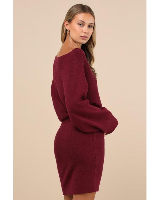 Lulus Red Modern Comfort Dolman Sleeve Mini Sweater Dress