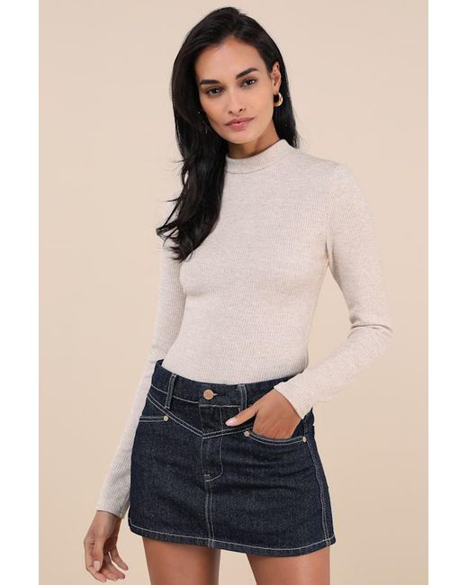 Blank NYC Blue Over The Moon Dark Wash Denim Micro Mini Skirt