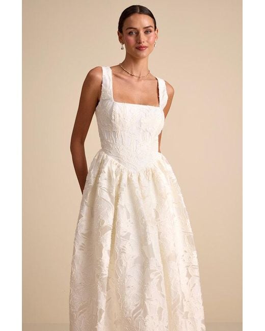 Lulus Women's Natural Corsen Floral Jacquard Corset A-Line Maxi Dress -  cruiseboatoman.com