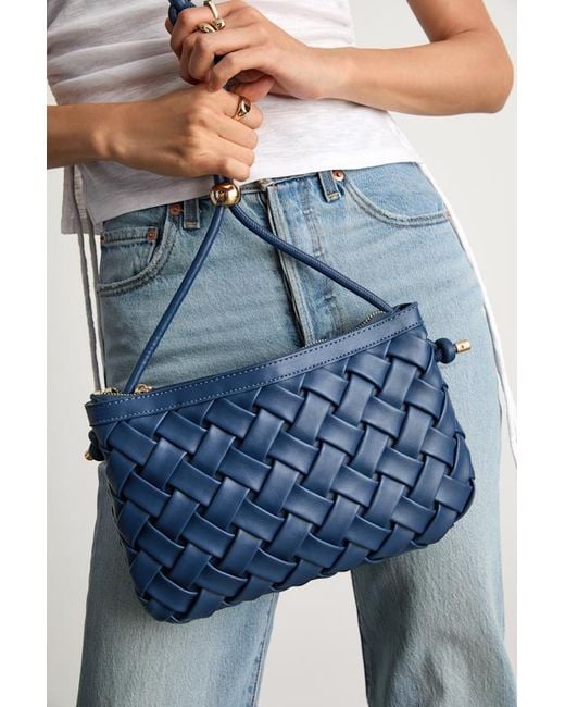 Lulus Blue Haywood Woven Vegan Leather Shoulder Bag