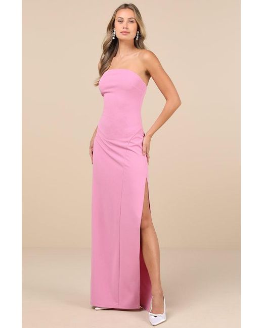 Lulus Pink Famous Icon Strapless Column Maxi Dress
