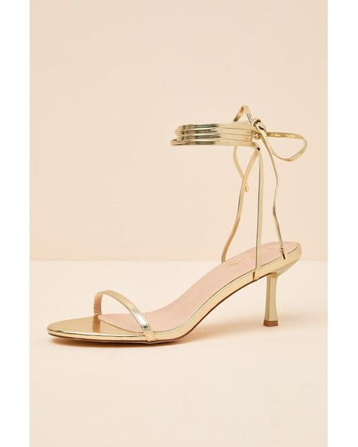 Lulus Natural Sharlee Lace-Up High Heel Sandals
