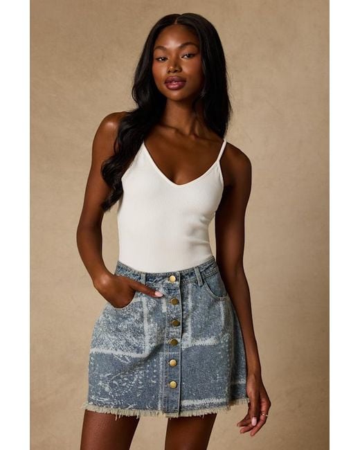 Lulus Blue Hayzel Light Wash Denim Button-Front Mini Skirt