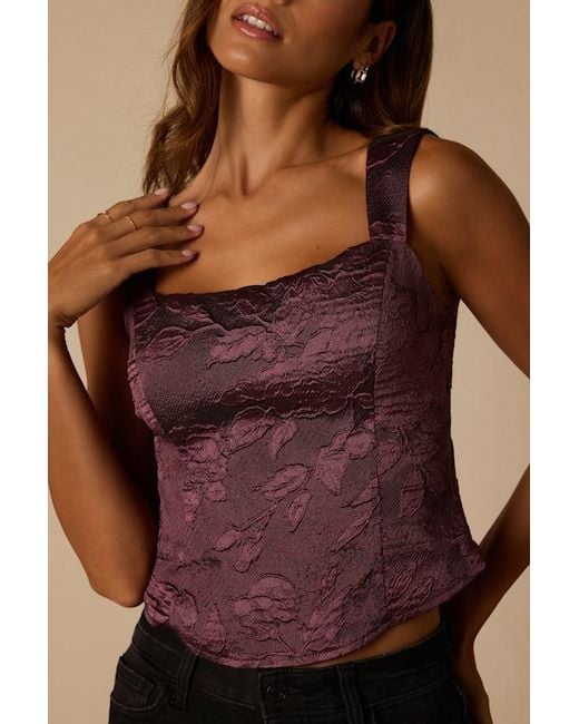 Lulus Brown Quinnie Floral Jacquard Bow Tank