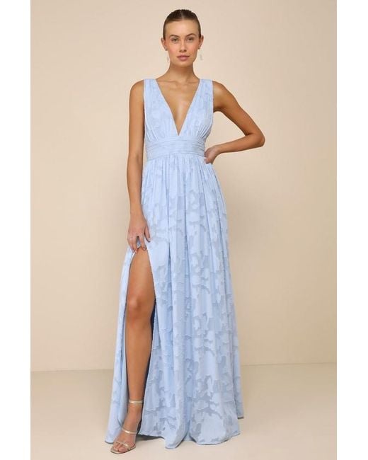 Lulus Blue Sweet Sophistication Burnout Floral Maxi Dress