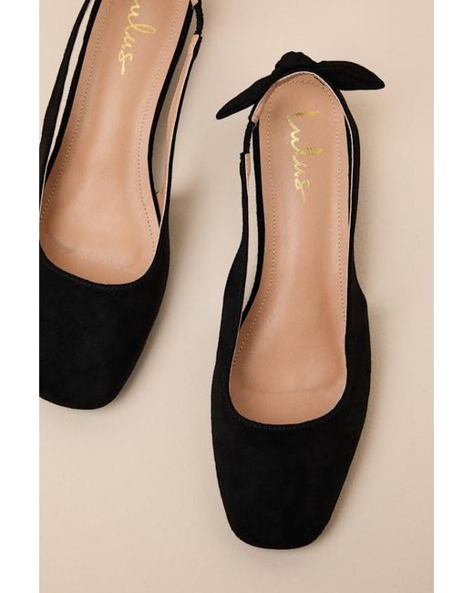Lulus Natural Laylaa Suede Bow Slingback Low Heel Pumps