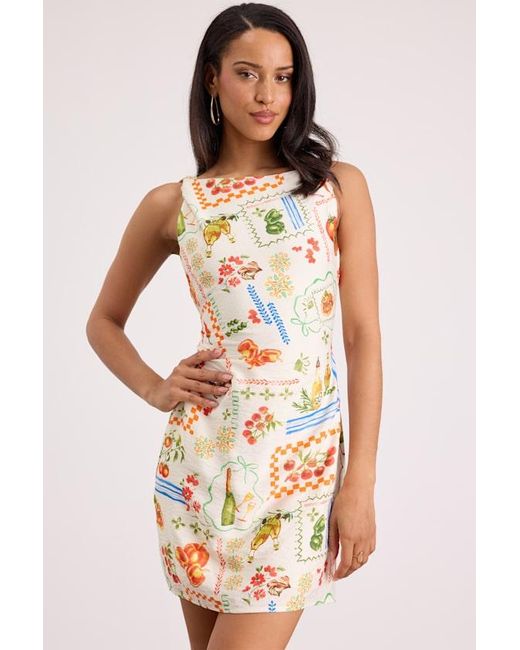 Lulus White Vittoria Print Twist Strap Mini Dress