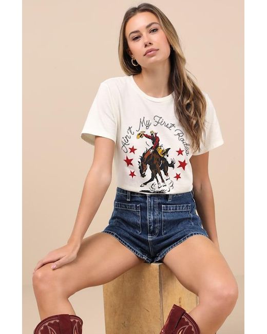 Retro Brand Blue Ain'T My First Rodeo Short Sleeve Graphic Tee