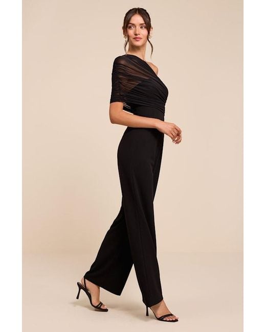 Lulus Natural Kimia Mesh Asymmetrical Jumpsuit