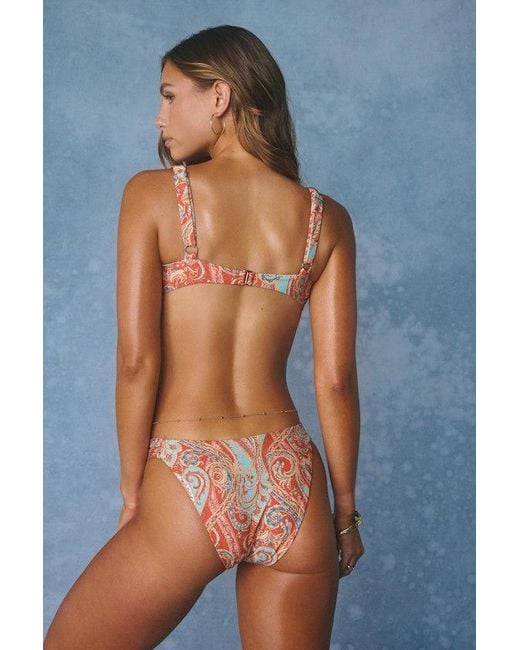 Lulus Blue Aloha Multi Paisley Print Underwire Bikini Top