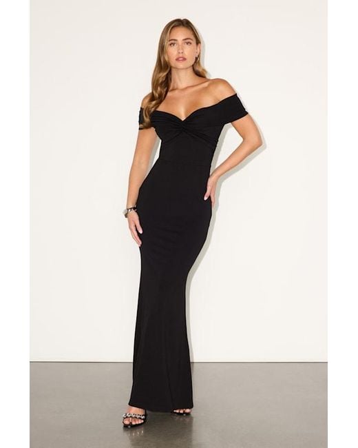 Lulus Katerina Twist-Front Off-The-Shoulder Maxi Dress in Black | Lyst