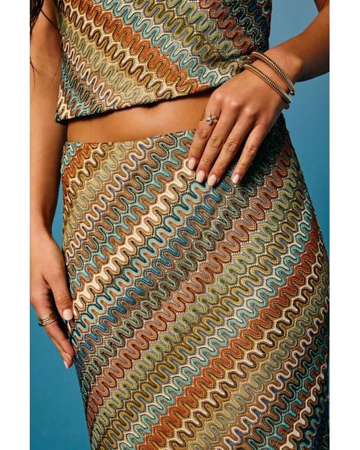 Lulus Blue Tallulah Multi Crochet Mid-Rise Maxi Skirt