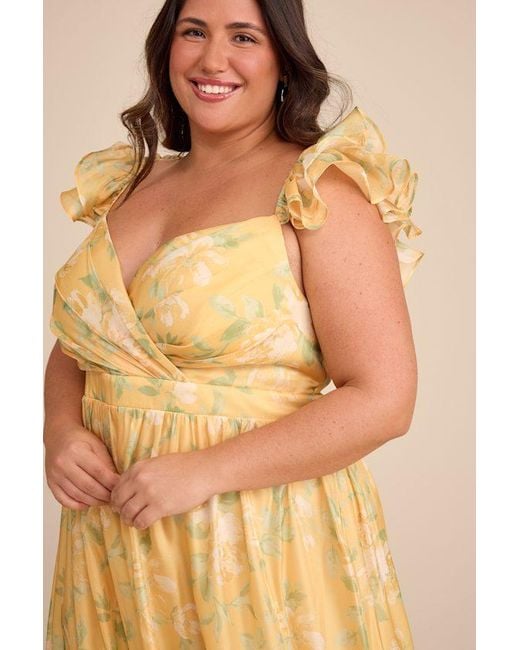 Lulus Yellow Soiree Perfection Floral Ruffled Tiered Maxi Dress