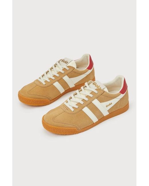 Gola Brown Elan Caramel Color Block Suede Leather Sneakers