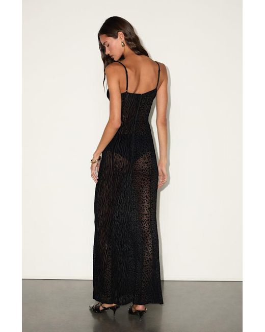 Lulus Black Yarina Sheer Mesh Velvet Burnout Maxi Dress