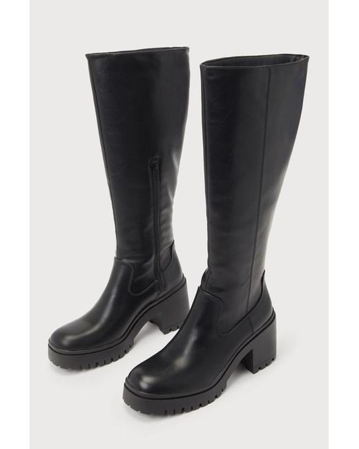 Dirty Laundry Black Oakleigh Smooth Lug Sole Knee-High Boots