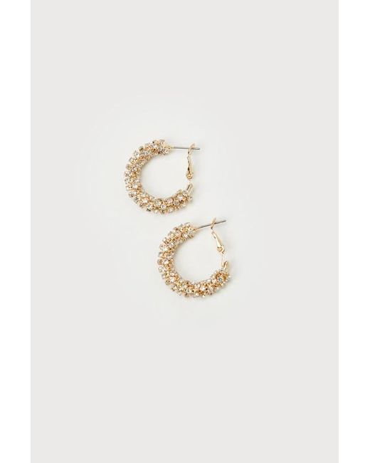 Lulus Metallic Sophisticated Glow Rhinestone Hoop Earrings
