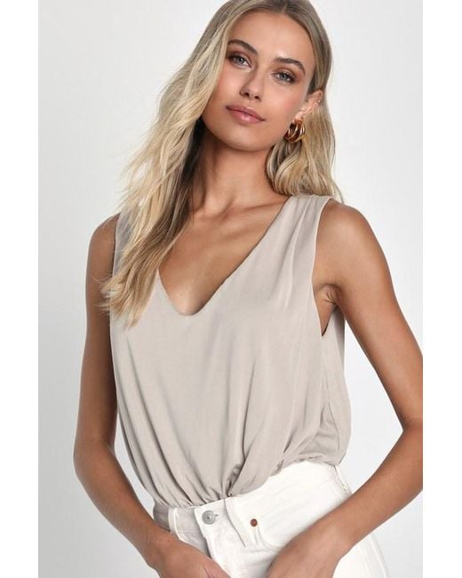 Lulus White Chic On Repeat V-Neck Sleeveless Bodysuit