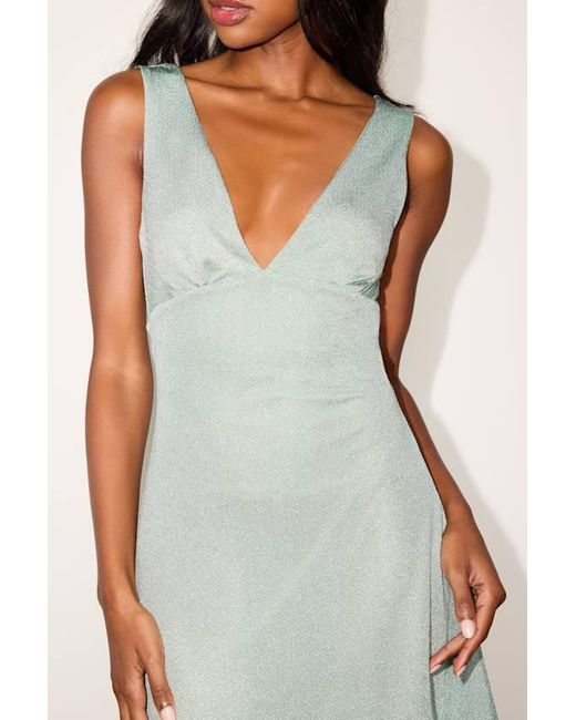 Lulus Gray Adaline Mint Lurex Sleeveless Mini Dress