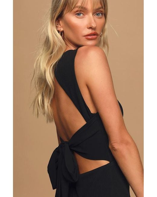 Lulus Black Confident Cutie Tie Back Sleeveless Mini Dress