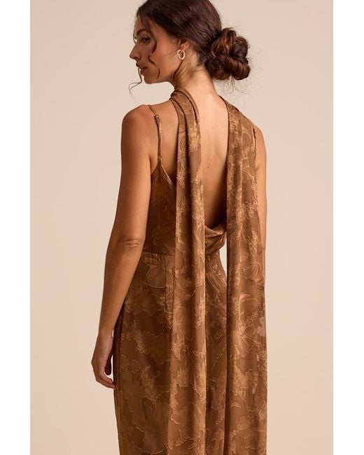 Lulus Natural Rashona Burnout Sash Scarf Maxi Dress