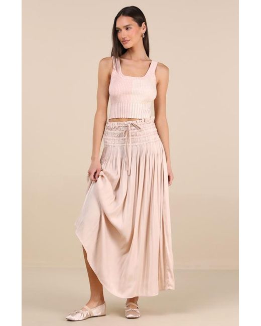 Lulus Natural Made To Be Mod Blush Color Block Ribbed Cropped Tank Top