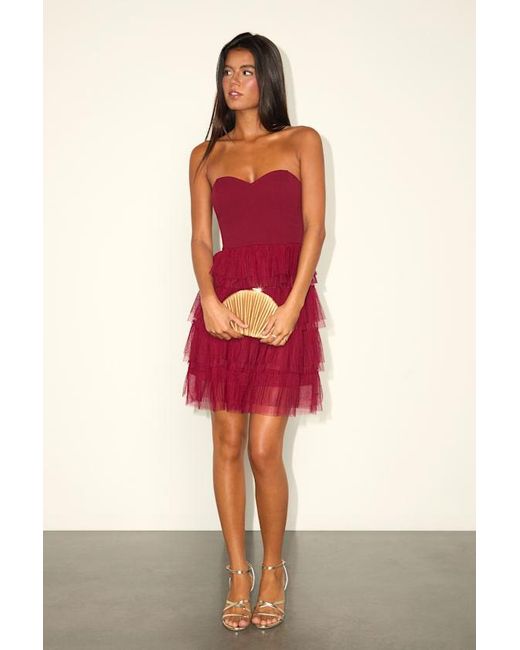 Lulus Fabulous Thoughts Tulle Strapless Tiered Mini Dress