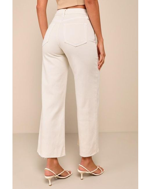 Just Black Natural Stylish Promise Cream Wide-Leg Raw Hem Jeans