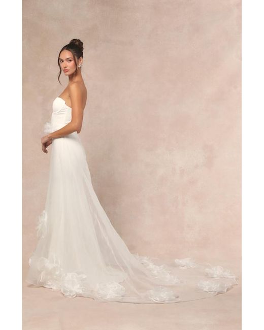 Lulus White Somerie Strapless Organza Overlay Maxi Dress