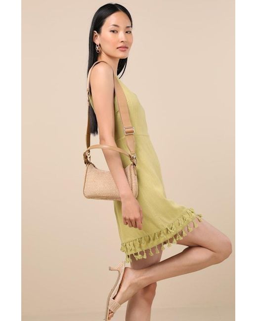 Lulus Yellow Tailani Raffia Shoulder Bag