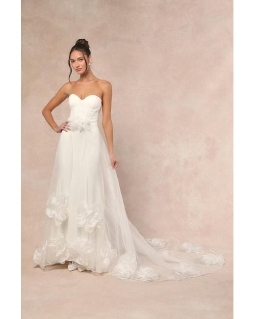 Lulus White Somerie Strapless Organza Overlay Maxi Dress