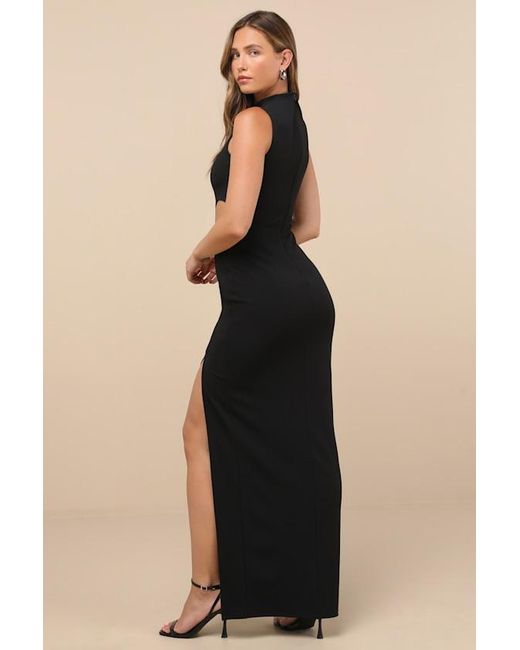 Lulus Black Sindra Cutout Column Maxi Dress