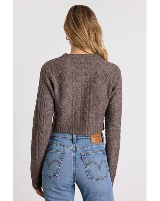 Lulus Blue Kaia Marled Cable Knit Cropped Cardigan