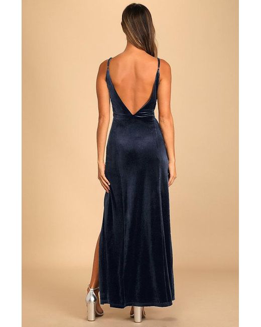 Lulus Blue Promise Of Forever Velvet Column Maxi Dress