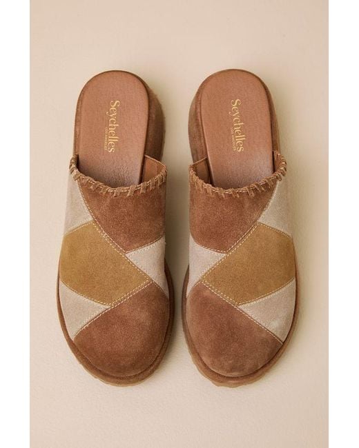 Seychelles Brown Whammy Multi Patchwork Suede Platform Mule Clogs