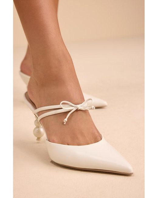 Dolce Vita Natural Klaire True Leather Sculpted Pearl Heel Mule Pumps